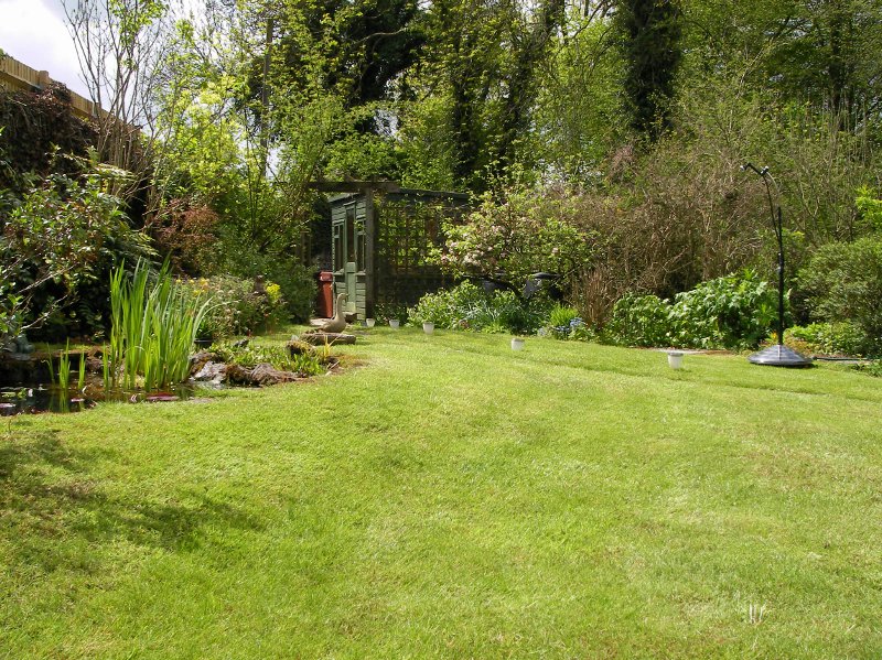 Looking up the garden to the summer house